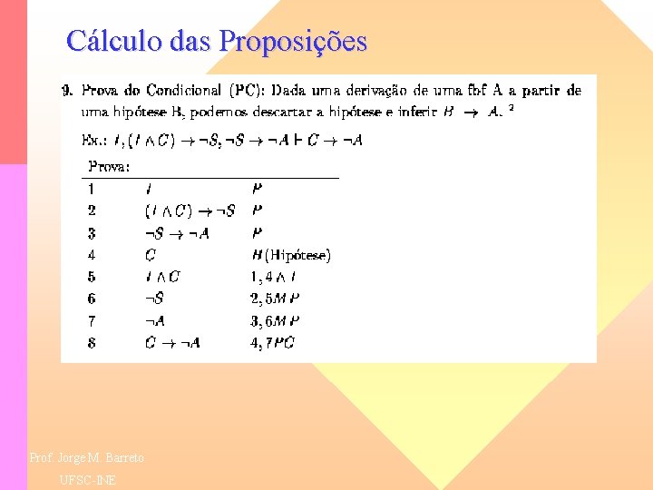 Cálculo das Proposições Prof. Jorge M. Barreto UFSC-INE 