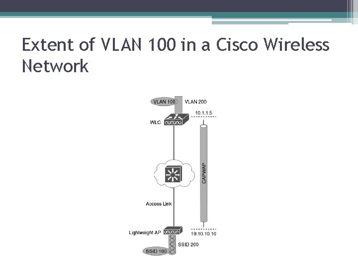 Extent of VLAN 100 in a Cisco Wireless Network 