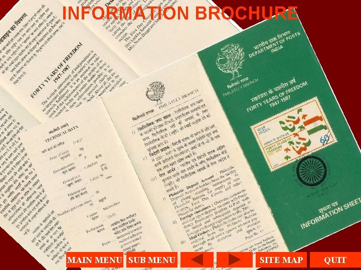 INFORMATION BROCHURE MAIN MENU SUB MENU SITE MAP QUIT 