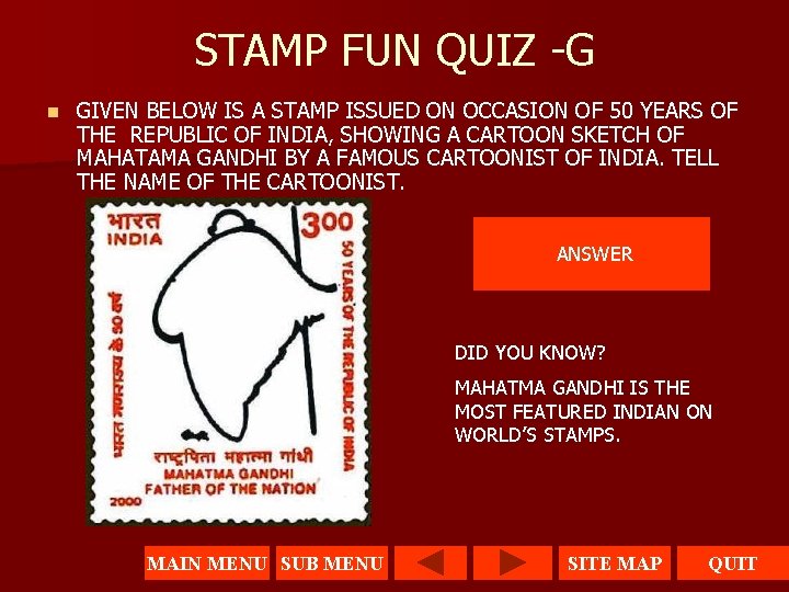 STAMP FUN QUIZ -G n GIVEN BELOW IS A STAMP ISSUED ON OCCASION OF