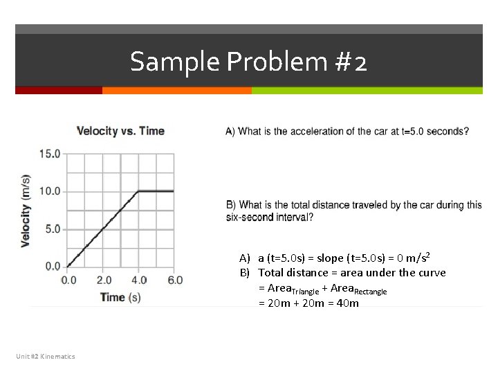 Sample Problem #2 A) a (t=5. 0 s) = slope (t=5. 0 s) =