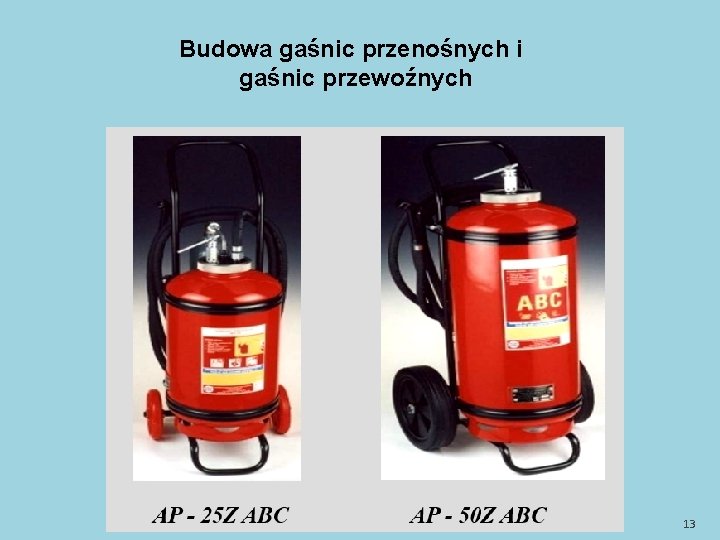 Budowa gaśnic przenośnych i gaśnic przewoźnych 13 Budowa gaśnic przenośnych i gaśnic przewoźnych 13