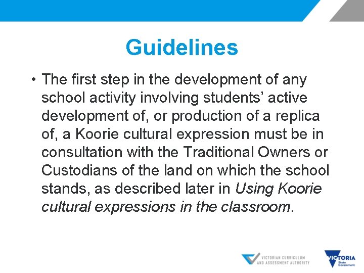 Guidelines • The first step in the development of any school activity involving students’