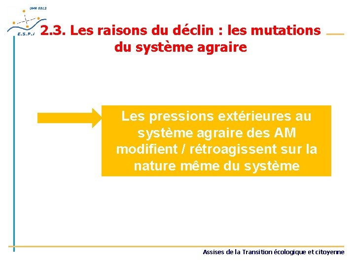 2. 3. Les raisons du déclin : les mutations du système agraire Les pressions