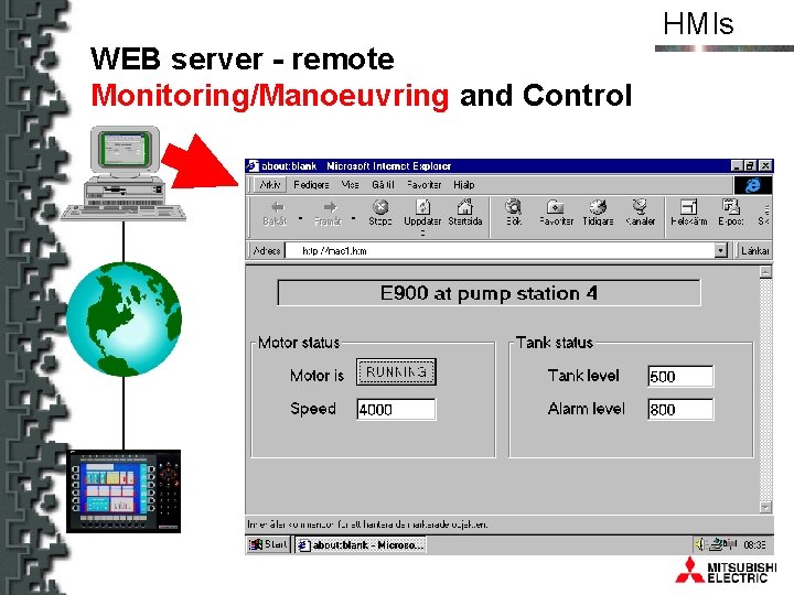 HMIs WEB server - remote Monitoring/Manoeuvring and Control W. W. W. 