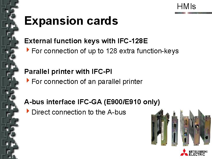 HMIs Expansion cards External function keys with IFC-128 E 4 For connection of up