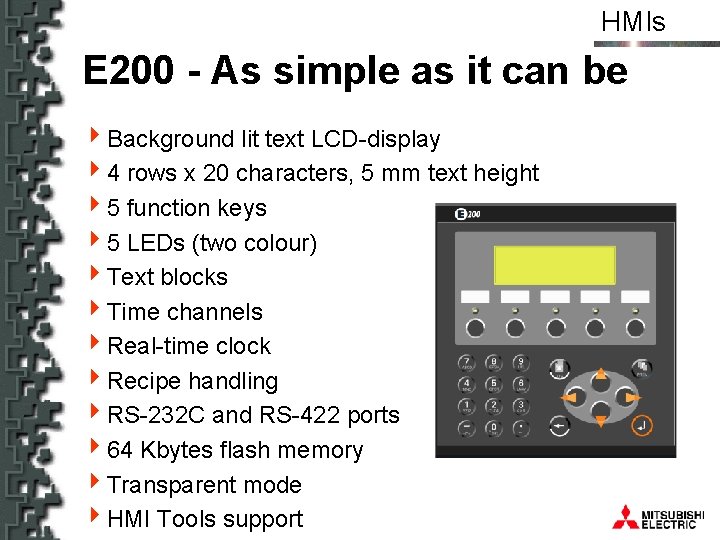 HMIs E 200 - As simple as it can be 4 Background lit text