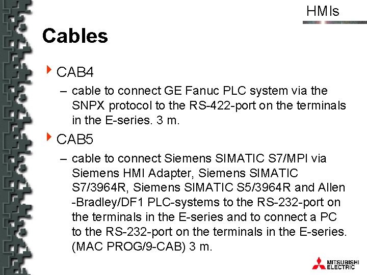 HMIs Cables 4 CAB 4 – cable to connect GE Fanuc PLC system via