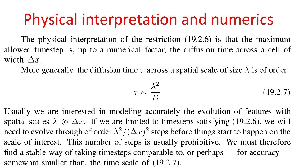 Physical interpretation and numerics 