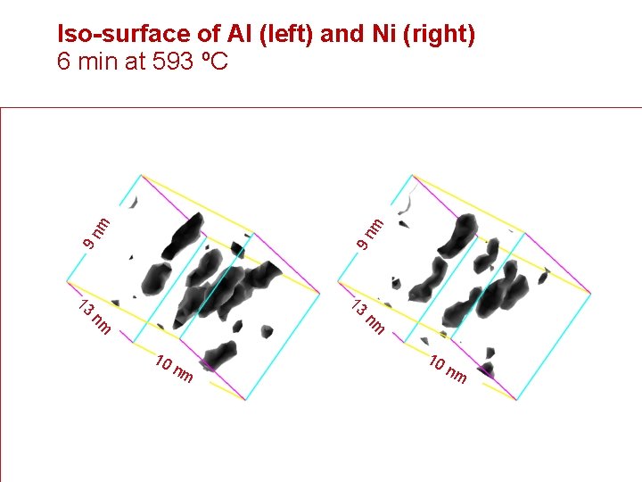 9 n m Iso-surface of Al (left) and Ni (right) 6 min at 593