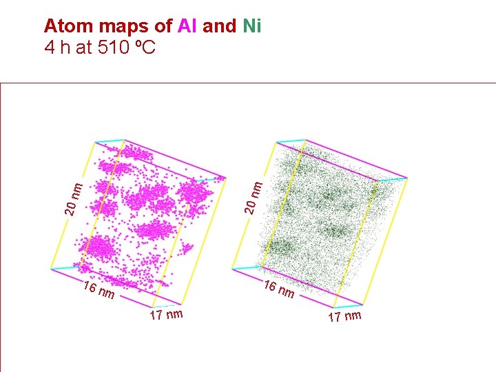 20 n m m Atom maps of Al and Ni 4 h at 510