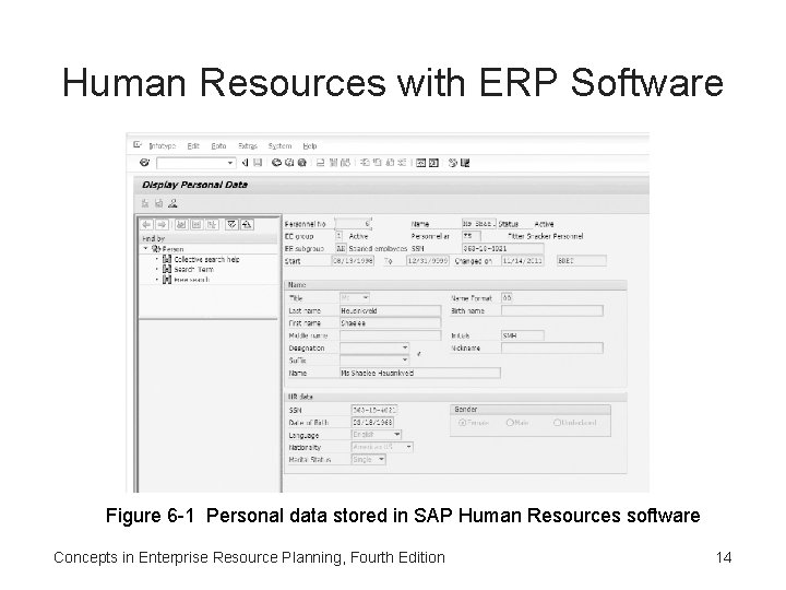 Human Resources with ERP Software Figure 6 -1 Personal data stored in SAP Human