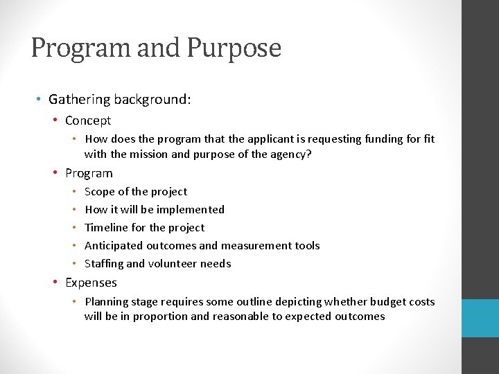 Program and Purpose • Gathering background: • Concept • How does the program that