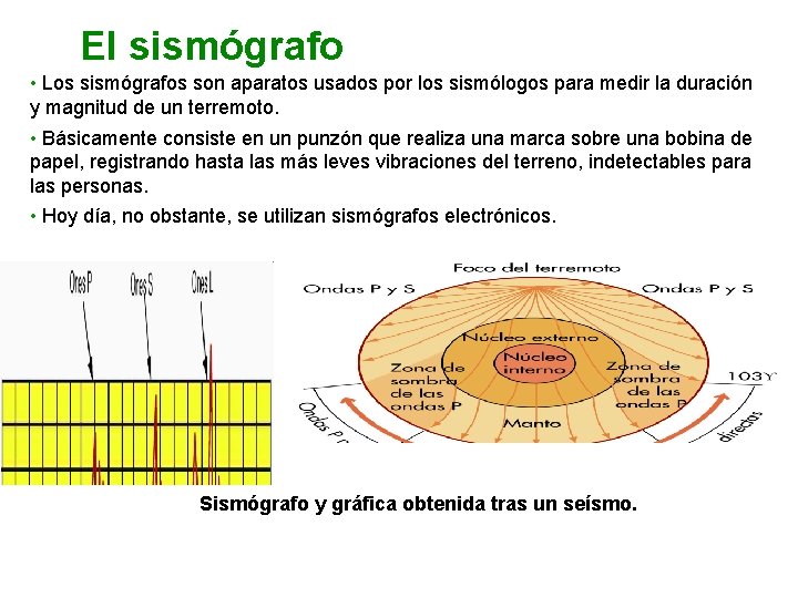 El sismógrafo • Los sismógrafos son aparatos usados por los sismólogos para medir la