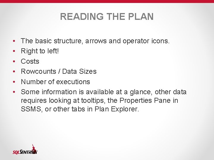 READING THE PLAN • • • The basic structure, arrows and operator icons. Right