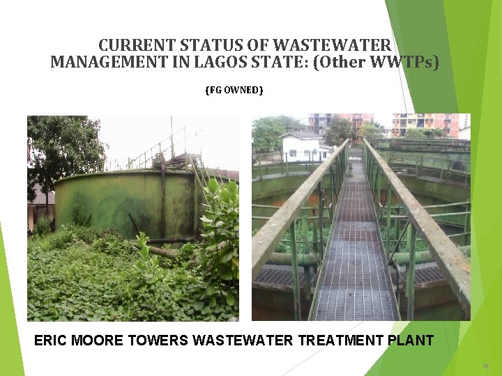 CURRENT STATUS OF WASTEWATER MANAGEMENT IN LAGOS STATE: (Other WWTPs) (FG OWNED) ERIC MOORE