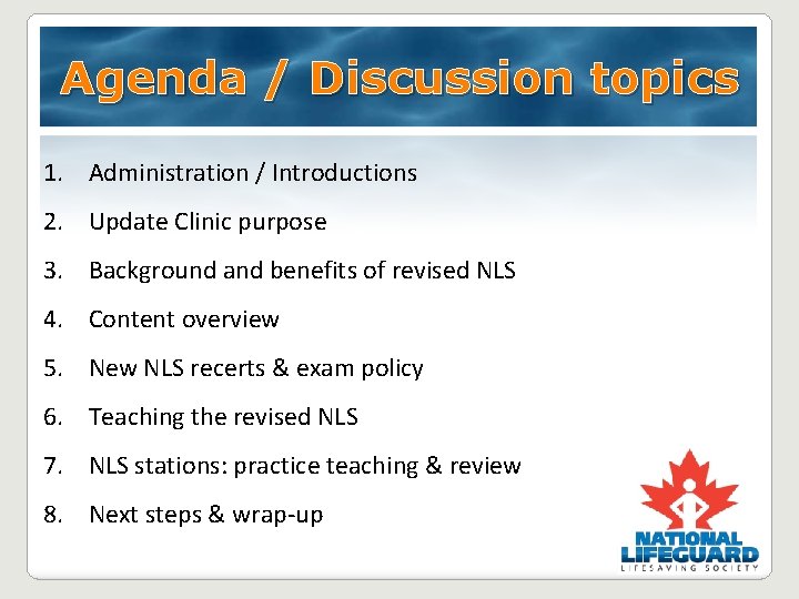 Agenda / Discussion topics 1. Administration / Introductions 2. Update Clinic purpose 3. Background Agenda / Discussion topics 1. Administration / Introductions 2. Update Clinic purpose 3. Background
