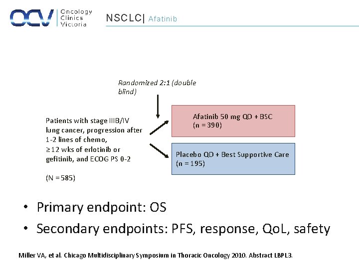 NSCLC| Afatinib Randomized 2: 1 (double blind) Patients with stage IIIB/IV lung cancer, progression
