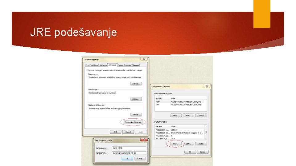 JRE podešavanje 