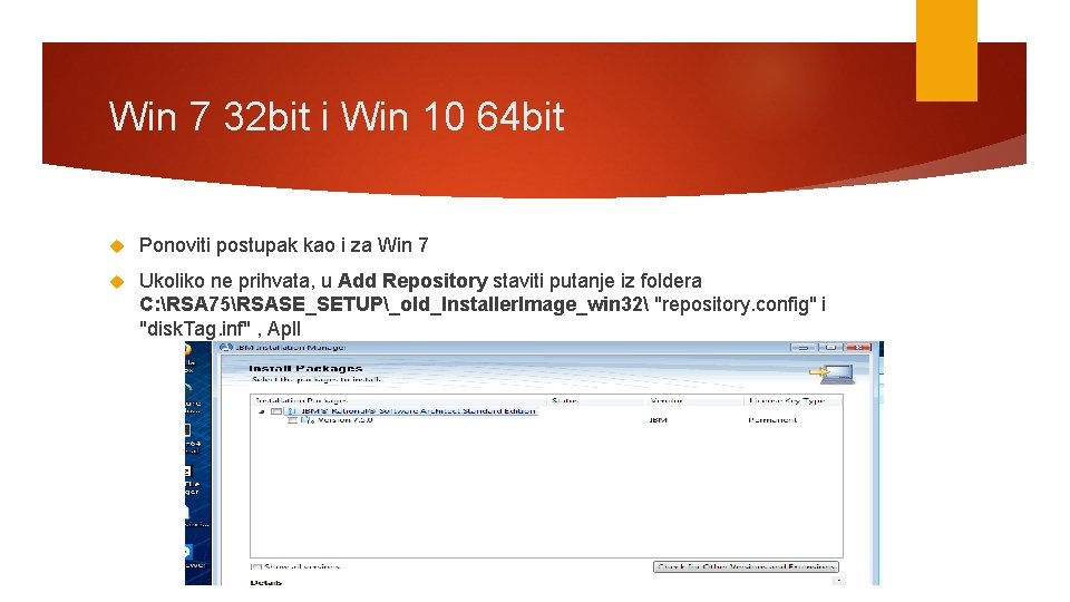 Win 7 32 bit i Win 10 64 bit Ponoviti postupak kao i za