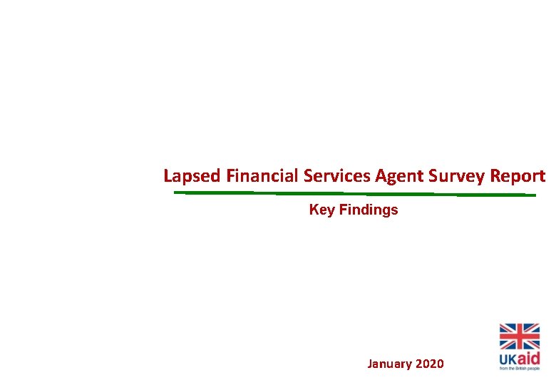 Lapsed Financial Services Agent Survey Report Key Findings January 2020 