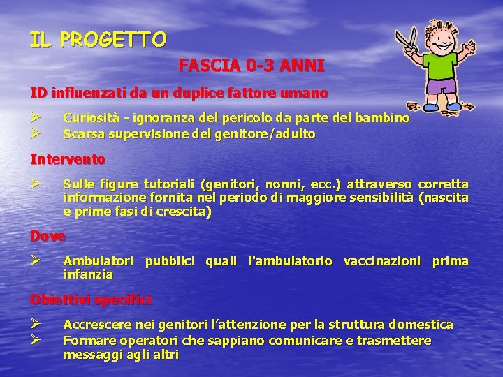 IL PROGETTO FASCIA 0 -3 ANNI ID influenzati da un duplice fattore umano Ø