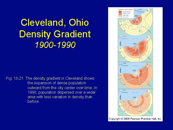 Cleveland, Ohio Density Gradient 1900 -1990 Fig. 13 -21: The density gradient in Cleveland