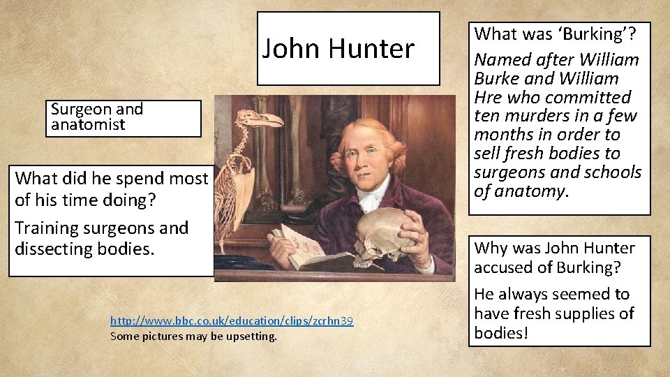 John Hunter Surgeon and anatomist What did he spend most of his time doing?