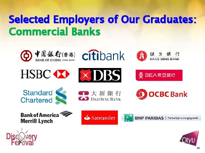 Selected Employers of Our Graduates: Commercial Banks 38 