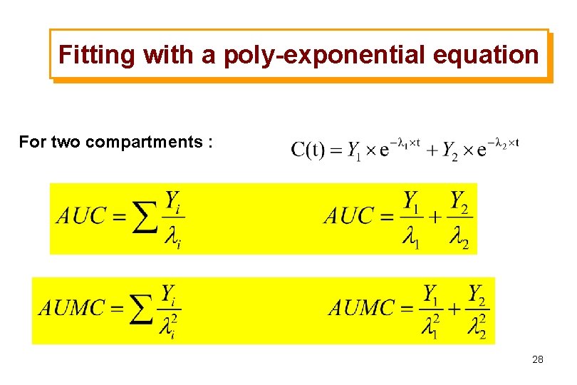Fitting with a poly-exponential equation For two compartments : 28 