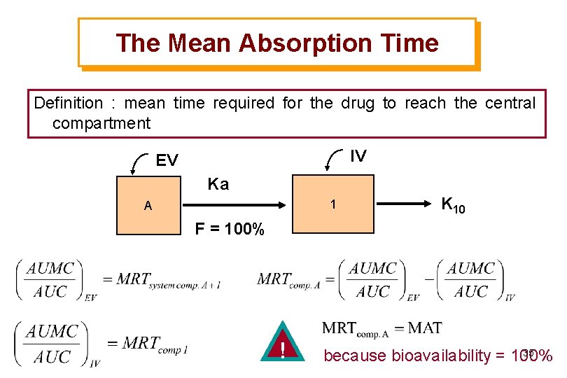 The Mean Absorption Time Definition : mean time required for the drug to reach