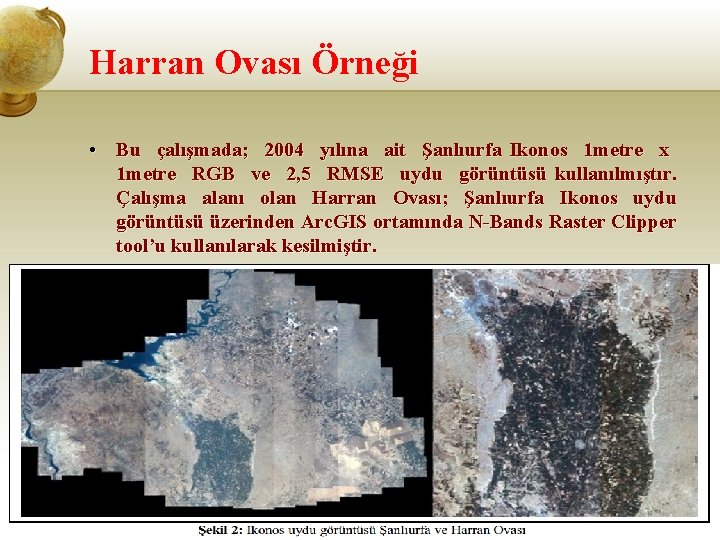 Harran Ovası Örneği • Bu çalışmada; 2004 yılına ait Şanlıurfa Ikonos 1 metre x