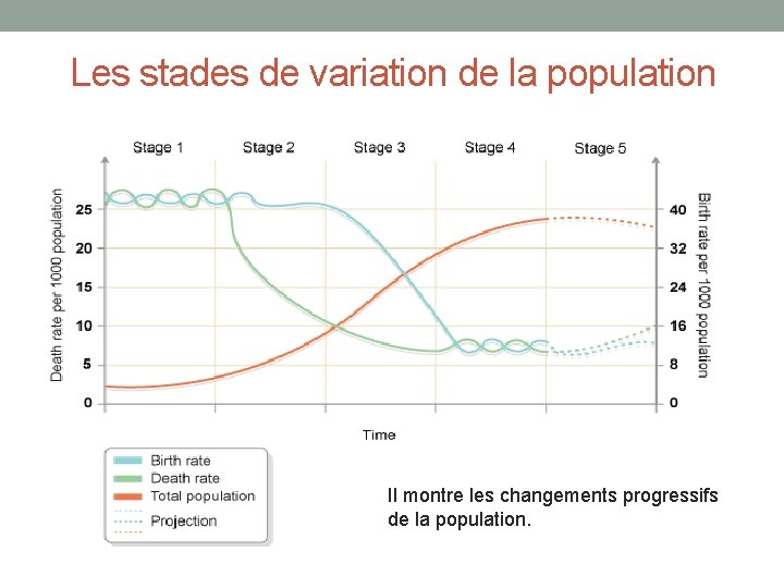 Les stades de variation de la population Il montre les changements progressifs de la