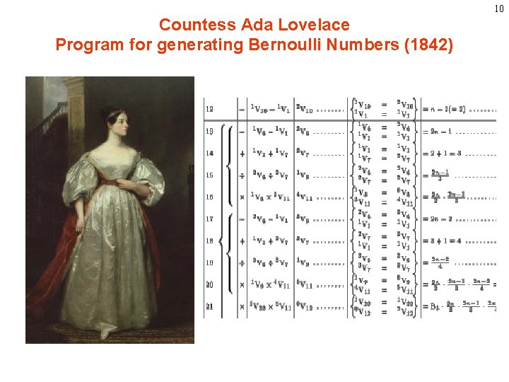 10 Countess Ada Lovelace Program for generating Bernoulli Numbers (1842) 