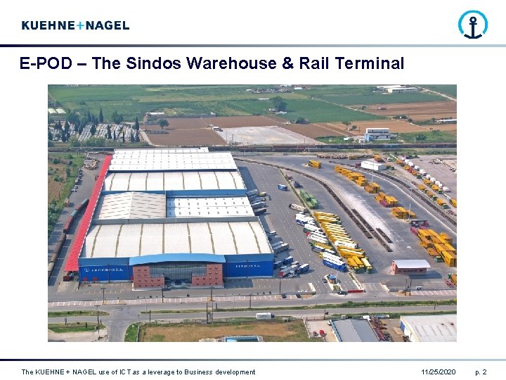 E-POD – The Sindos Warehouse & Rail Terminal The KUEHNE + NAGEL use of