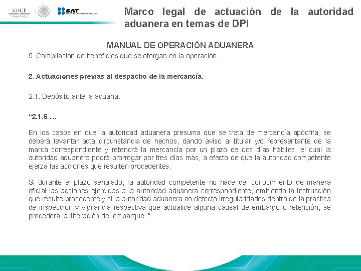Marco legal de actuación de la autoridad aduanera en temas de DPI MANUAL DE Marco legal de actuación de la autoridad aduanera en temas de DPI MANUAL DE