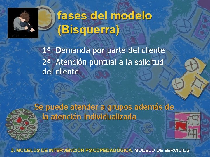 fases del modelo (Bisquerra) 1ª. Demanda por parte del cliente 2ª Atención puntual a fases del modelo (Bisquerra) 1ª. Demanda por parte del cliente 2ª Atención puntual a