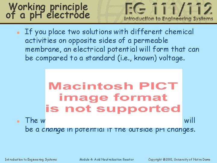 Working principle of a p. H electrode n n If you place two solutions