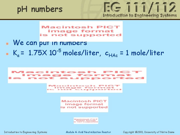p. H numbers n n We can put in numbers Ka = 1. 75