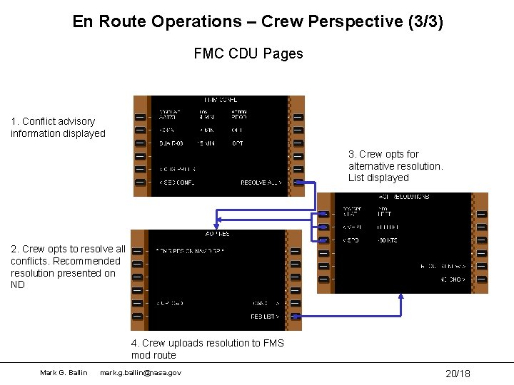 En Route Operations – Crew Perspective (3/3) FMC CDU Pages 1. Conflict advisory information
