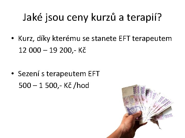 Jaké jsou ceny kurzů a terapií? • Kurz, díky kterému se stanete EFT terapeutem