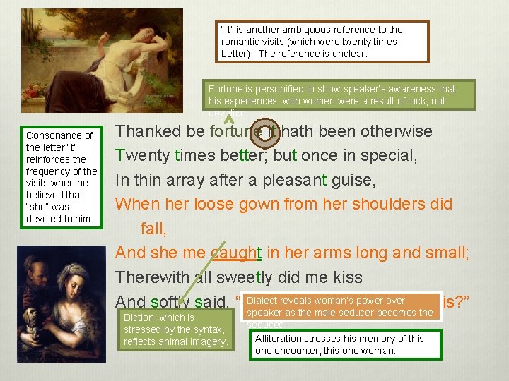 “It” is another ambiguous reference to the romantic visits (which were twenty times better).