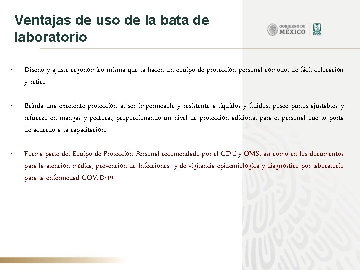 Ventajas de uso de la bata de laboratorio - Diseño y ajuste ergonómico misma
