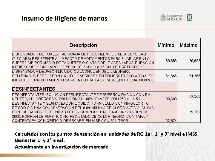 Insumo de Higiene de manos Descripción DISPENSADOR DE TOALLA FABRICADA DE POLIETILENO DE ALTA