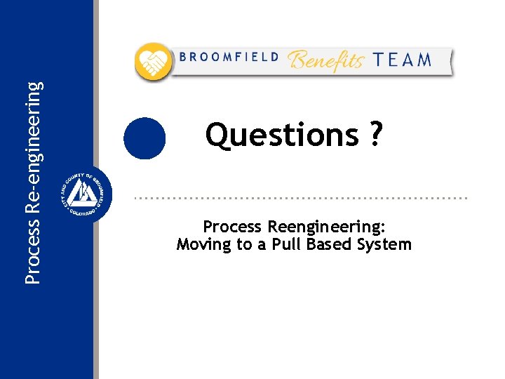 Process Re-engineering Questions ? Process Reengineering: Moving to a Pull Based System 
