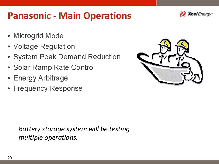 Panasonic - Main Operations • • • Microgrid Mode Voltage Regulation System Peak Demand