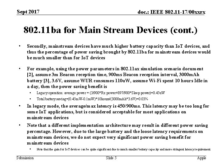 Sept 2017 doc. : IEEE 802. 11 -17/00 xxrx 802. 11 ba for Main