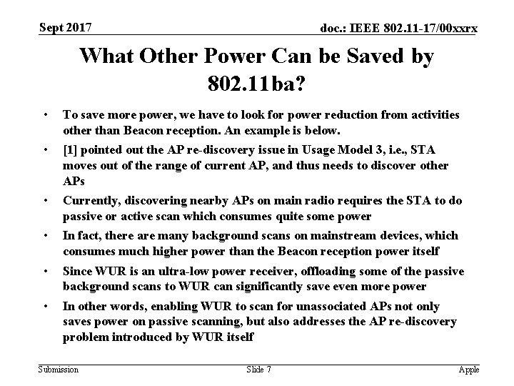 Sept 2017 doc. : IEEE 802. 11 -17/00 xxrx What Other Power Can be