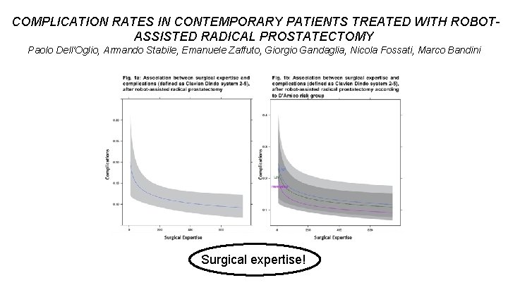 COMPLICATION RATES IN CONTEMPORARY PATIENTS TREATED WITH ROBOTASSISTED RADICAL PROSTATECTOMY Paolo Dell'Oglio, Armando Stabile,