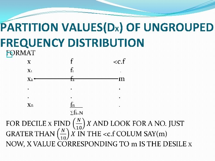 PARTITION VALUES(DX) OF UNGROUPED FREQUENCY DISTRIBUTION � 